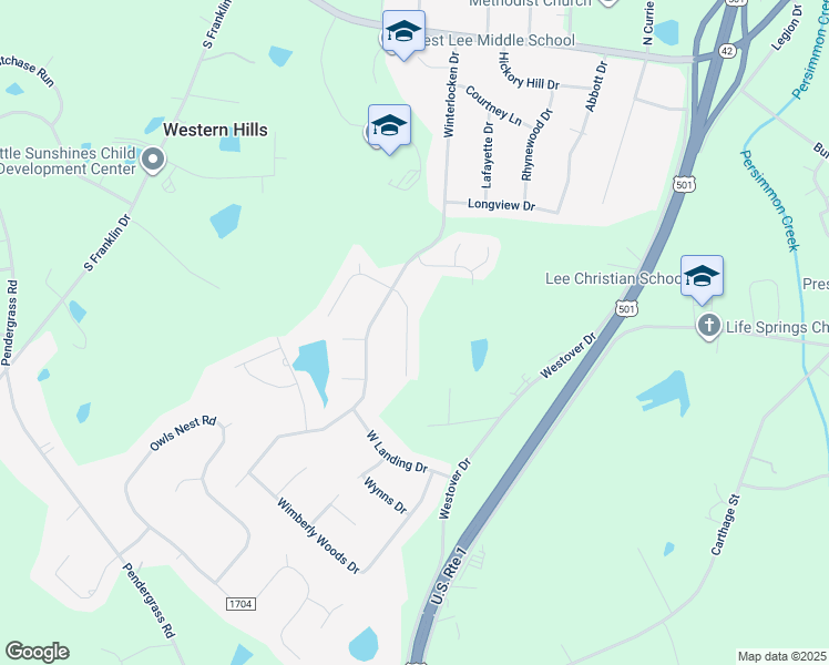 map of restaurants, bars, coffee shops, grocery stores, and more near 3200 Windmere Drive in Sanford