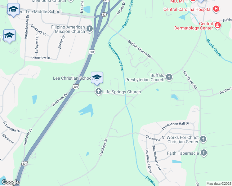 map of restaurants, bars, coffee shops, grocery stores, and more near 1497 Abercorn Lane in Sanford