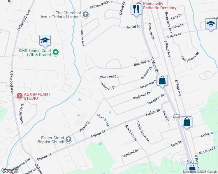 map of restaurants, bars, coffee shops, grocery stores, and more near 132 Newport Drive in Kannapolis