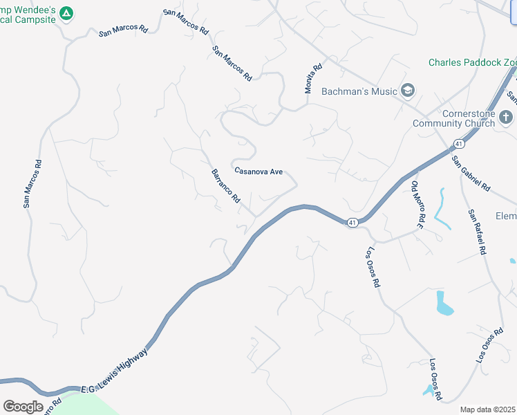 map of restaurants, bars, coffee shops, grocery stores, and more near 9900 Carmelita Avenue in Atascadero