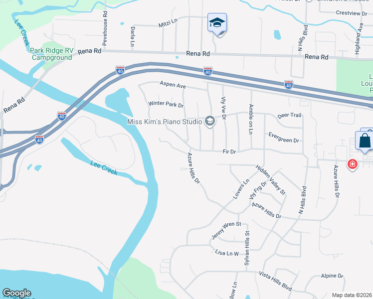 map of restaurants, bars, coffee shops, grocery stores, and more near 910 Fir Drive in Van Buren