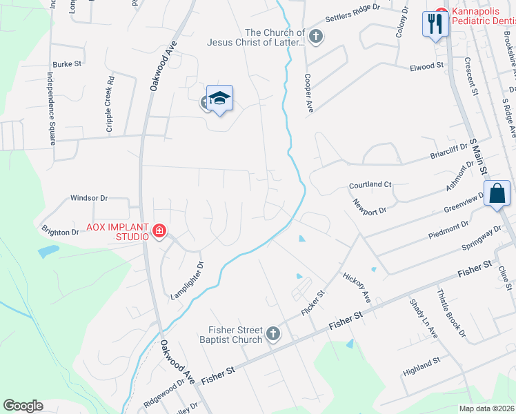 map of restaurants, bars, coffee shops, grocery stores, and more near 1668 Heather Glen Road in Kannapolis