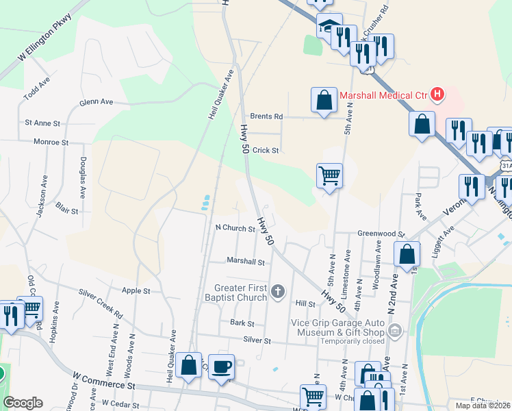 map of restaurants, bars, coffee shops, grocery stores, and more near 748 Franklin Avenue in Lewisburg