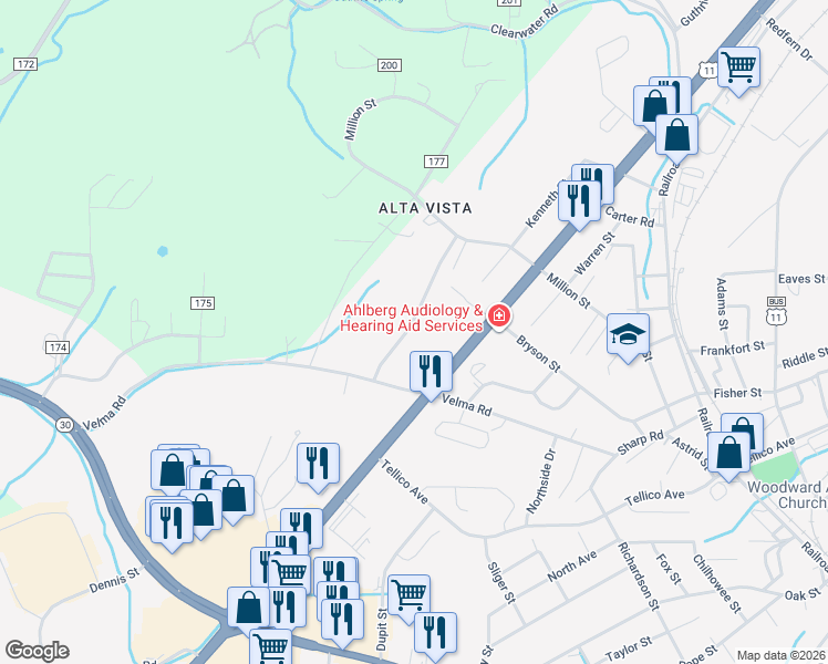 map of restaurants, bars, coffee shops, grocery stores, and more near 711 Hamby Street in Athens