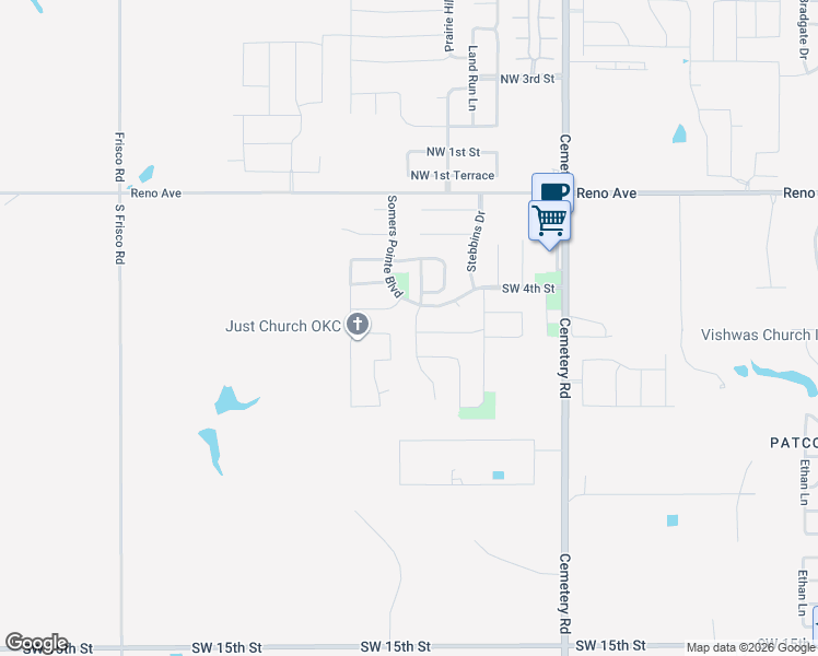 map of restaurants, bars, coffee shops, grocery stores, and more near 517 Parsons Drive in Yukon