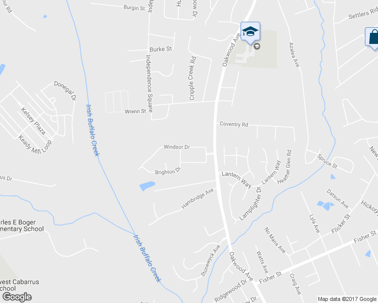 map of restaurants, bars, coffee shops, grocery stores, and more near 1153 Windsor Drive in Kannapolis