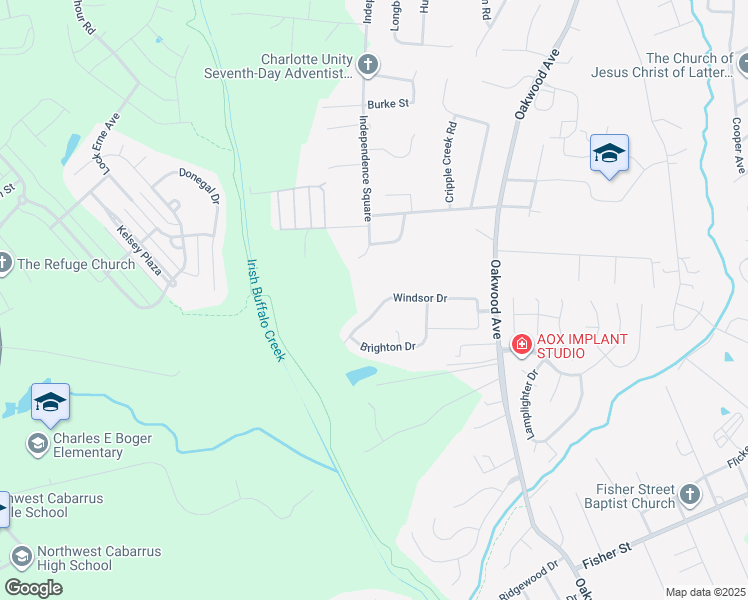 map of restaurants, bars, coffee shops, grocery stores, and more near 1220 Windsor Drive in Kannapolis