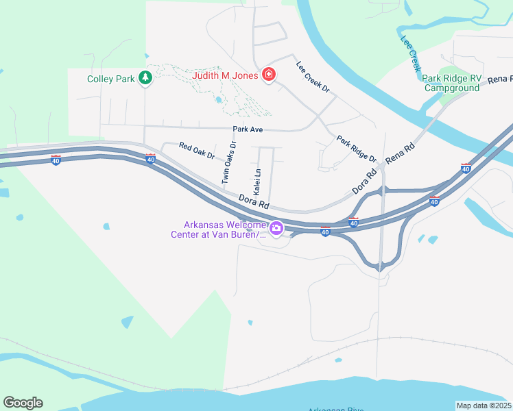 map of restaurants, bars, coffee shops, grocery stores, and more near 2343 Dora Road in Van Buren