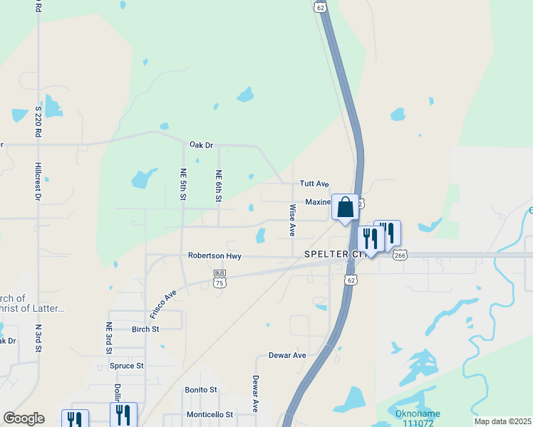 map of restaurants, bars, coffee shops, grocery stores, and more near 705 Genevieve Avenue in Henryetta