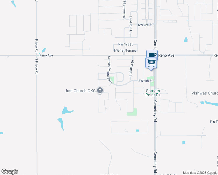 map of restaurants, bars, coffee shops, grocery stores, and more near 517 Parsons Drive in Yukon