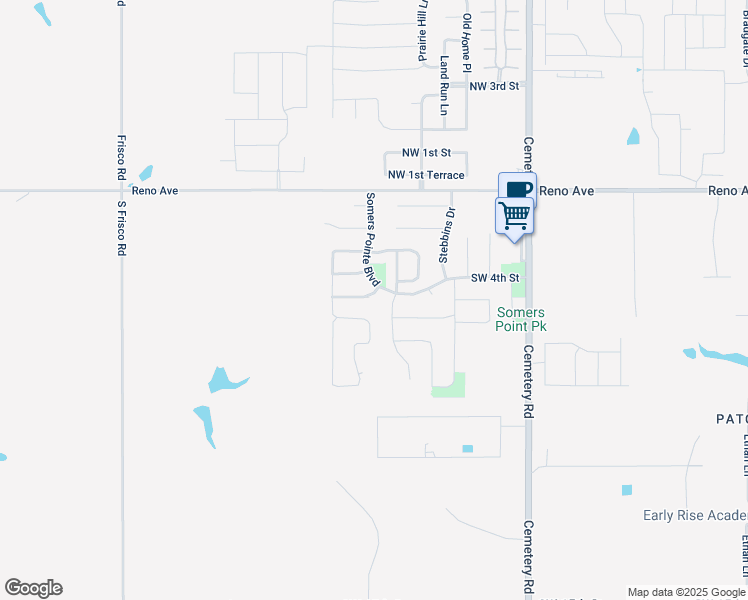 map of restaurants, bars, coffee shops, grocery stores, and more near 13308 Southwest 4th Street in Yukon