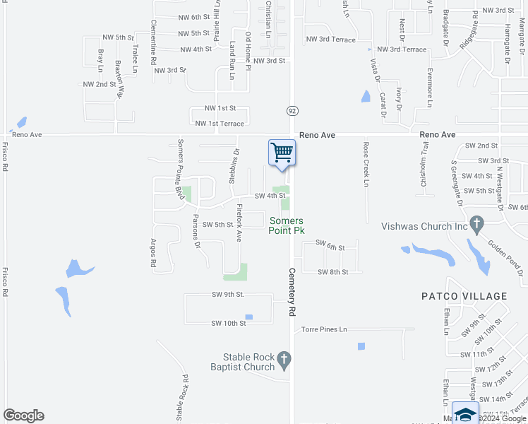 map of restaurants, bars, coffee shops, grocery stores, and more near 11120 Southwest 5th Terrace in Yukon