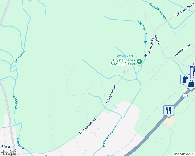 map of restaurants, bars, coffee shops, grocery stores, and more near 427 Lone Mountain Drive in Dayton