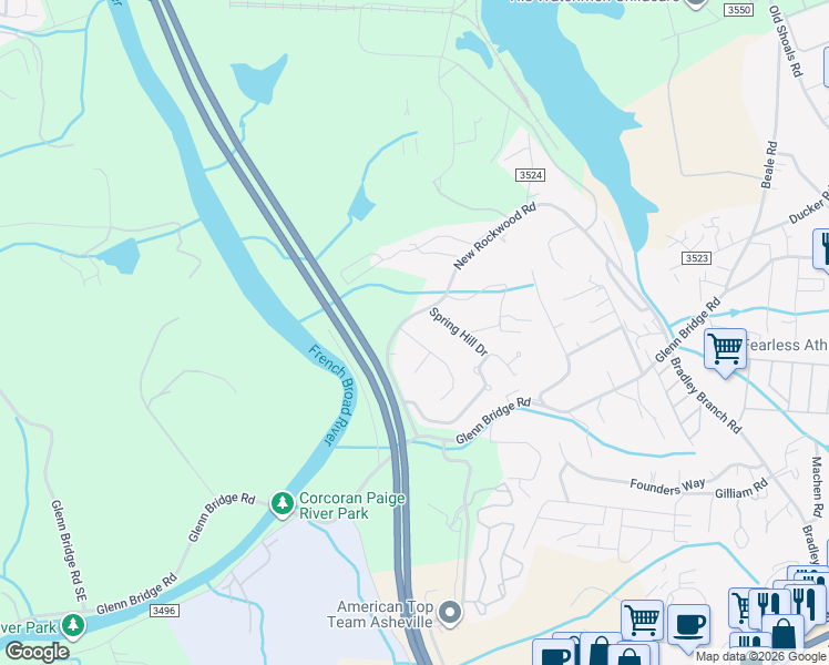 map of restaurants, bars, coffee shops, grocery stores, and more near 6 Winding Oak Drive in Arden
