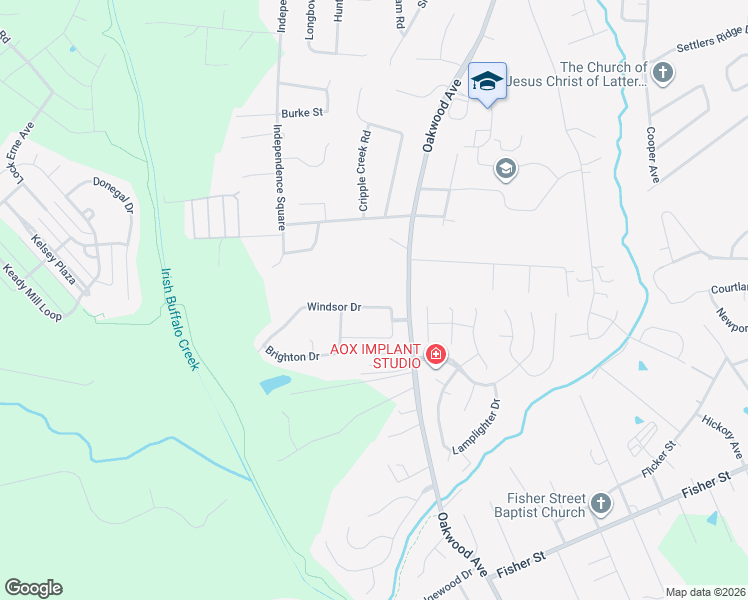map of restaurants, bars, coffee shops, grocery stores, and more near 1153 Windsor Drive in Kannapolis