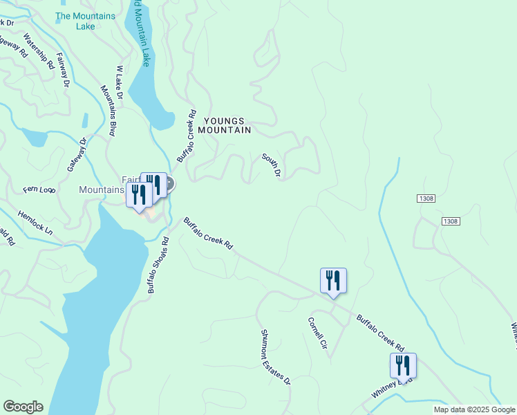 map of restaurants, bars, coffee shops, grocery stores, and more near 1150 Buffalo Creek Road in Lake Lure
