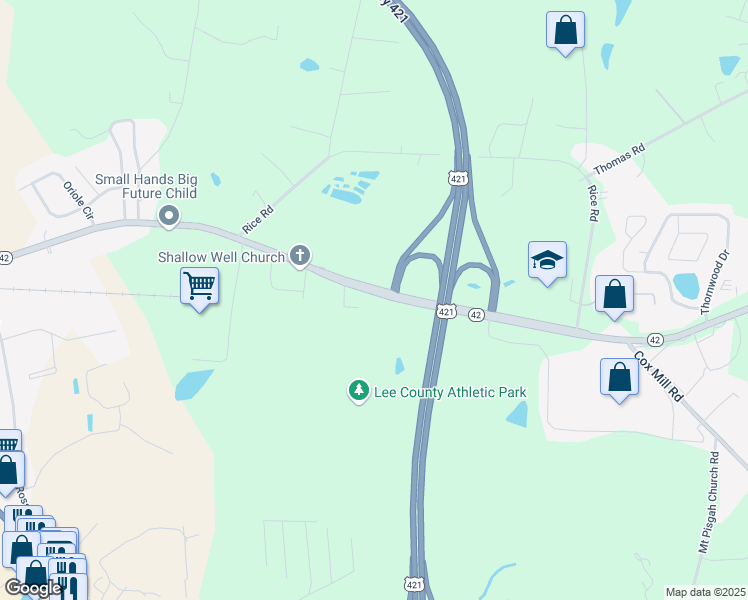 map of restaurants, bars, coffee shops, grocery stores, and more near 1248 Broadway Road in Sanford