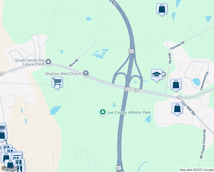map of restaurants, bars, coffee shops, grocery stores, and more near 1248 Broadway Road in Sanford