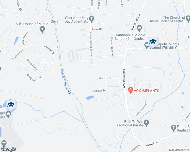 map of restaurants, bars, coffee shops, grocery stores, and more near 1216 Windsor Drive in Kannapolis
