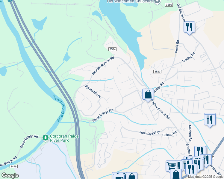 map of restaurants, bars, coffee shops, grocery stores, and more near 130 Glen View Road in Arden
