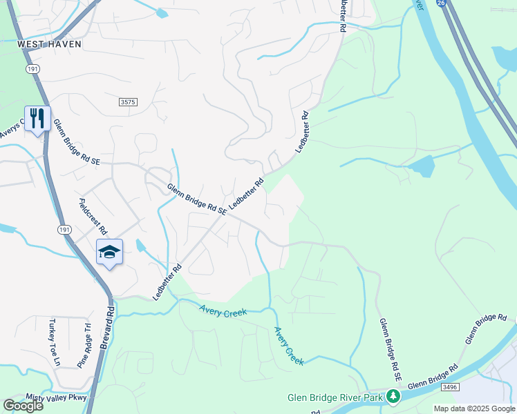 map of restaurants, bars, coffee shops, grocery stores, and more near 2 Sabrina Drive in Arden