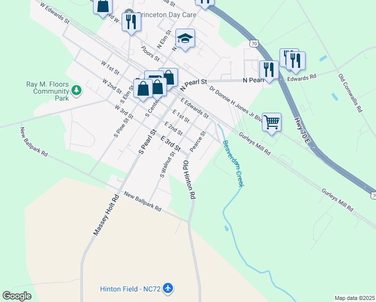 map of restaurants, bars, coffee shops, grocery stores, and more near 408 East 2nd Street in Princeton