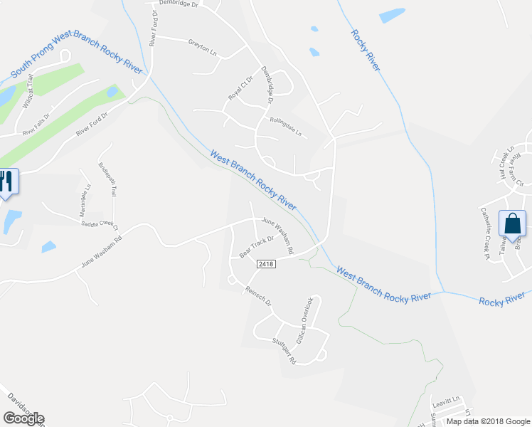map of restaurants, bars, coffee shops, grocery stores, and more near 15615 June Washam Road in Davidson