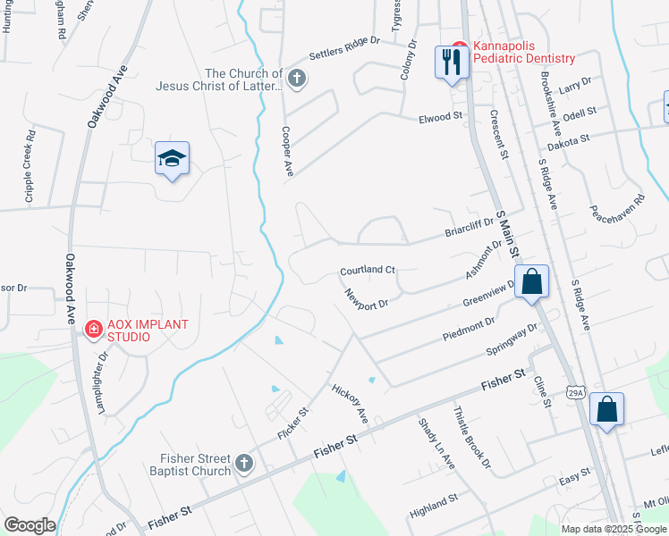 map of restaurants, bars, coffee shops, grocery stores, and more near 514 Courtland Court in Kannapolis