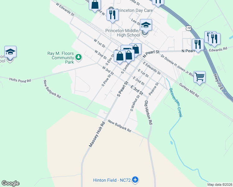map of restaurants, bars, coffee shops, grocery stores, and more near 413 South Center Street in Princeton