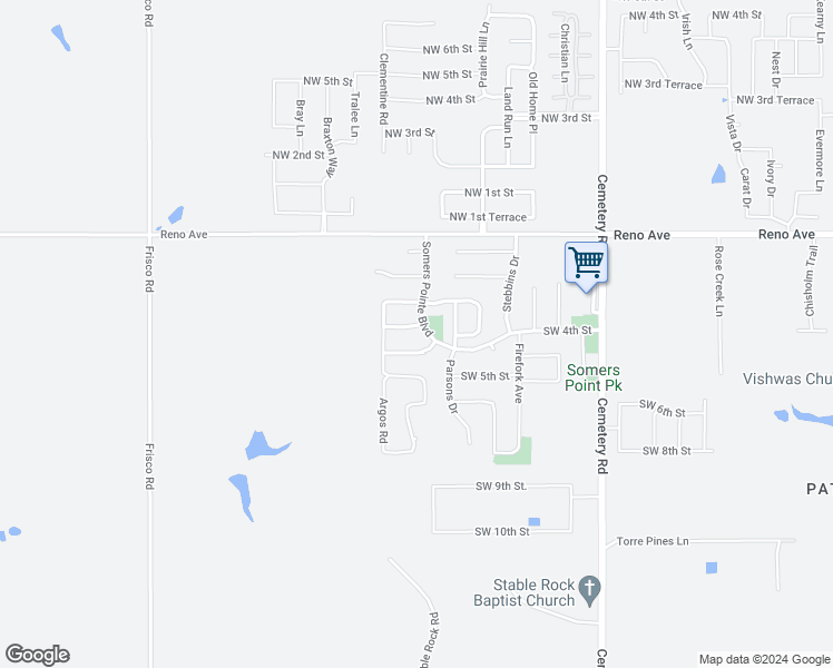 map of restaurants, bars, coffee shops, grocery stores, and more near 13304 Southwest 4th Terrace in Yukon