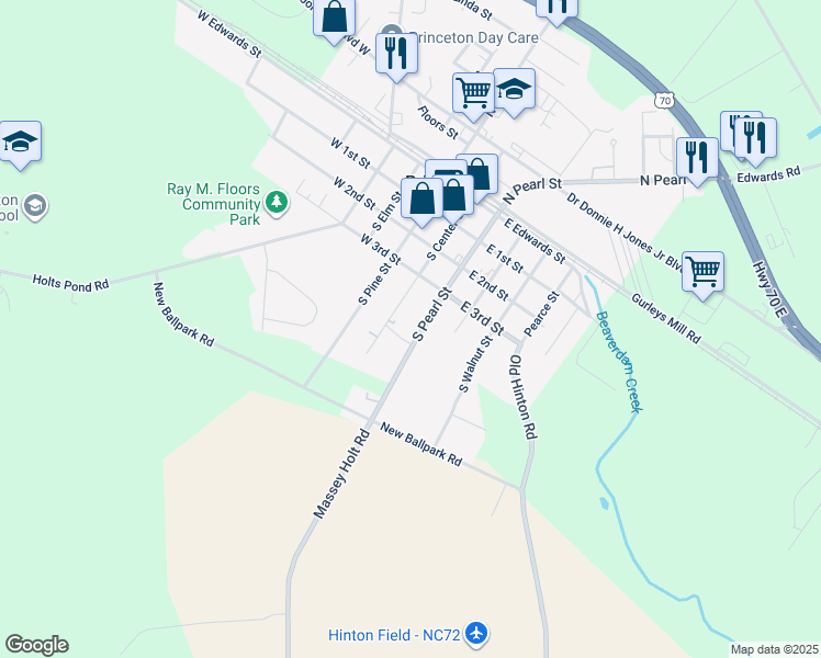 map of restaurants, bars, coffee shops, grocery stores, and more near 413 South Center Street in Princeton