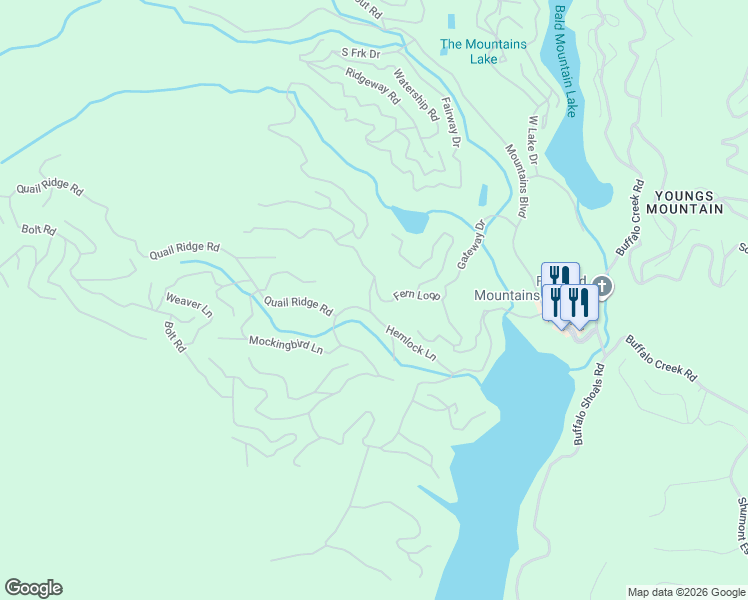 map of restaurants, bars, coffee shops, grocery stores, and more near 132 Fern Loop in Lake Lure