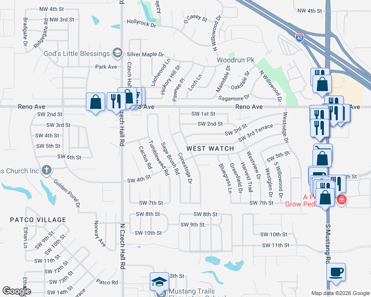 map of restaurants, bars, coffee shops, grocery stores, and more near 401 Out West Trail in Yukon