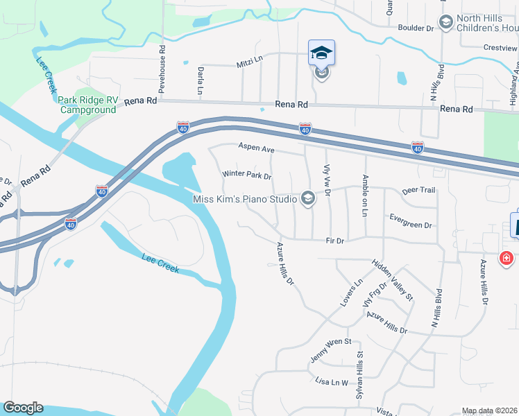 map of restaurants, bars, coffee shops, grocery stores, and more near 1014 Fir Drive in Van Buren