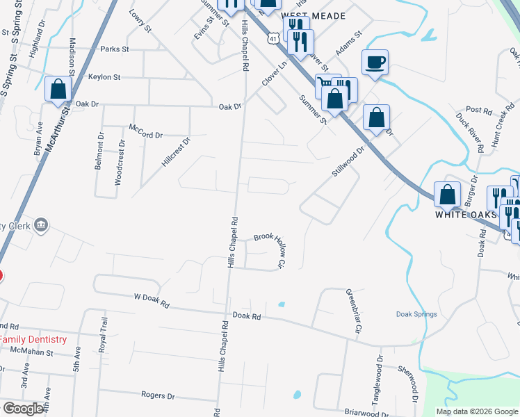 map of restaurants, bars, coffee shops, grocery stores, and more near 1309 Hills Chapel Road in Manchester