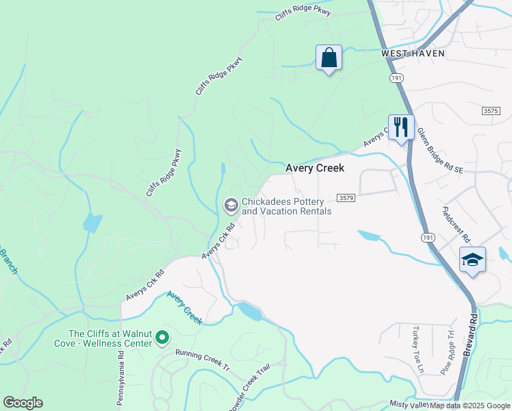 map of restaurants, bars, coffee shops, grocery stores, and more near 148 Avery Creek Road in Arden