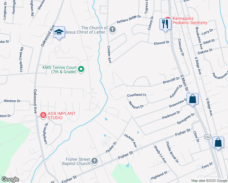 map of restaurants, bars, coffee shops, grocery stores, and more near 333 Briarcliff Drive in Kannapolis