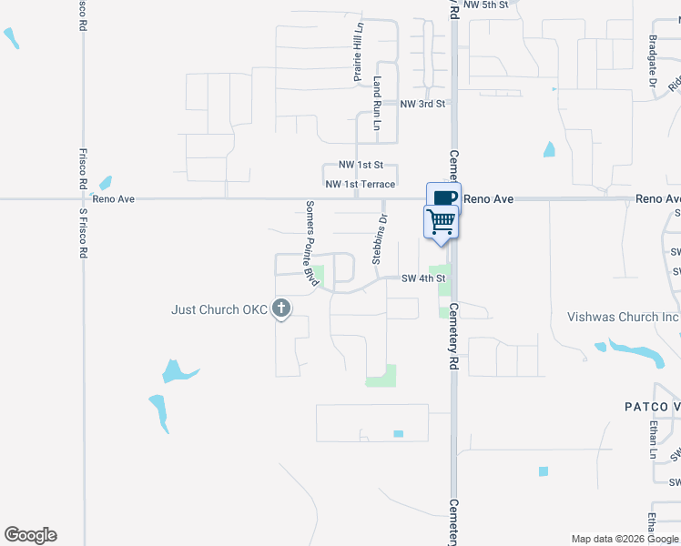 map of restaurants, bars, coffee shops, grocery stores, and more near 420 Parsons Drive in Yukon
