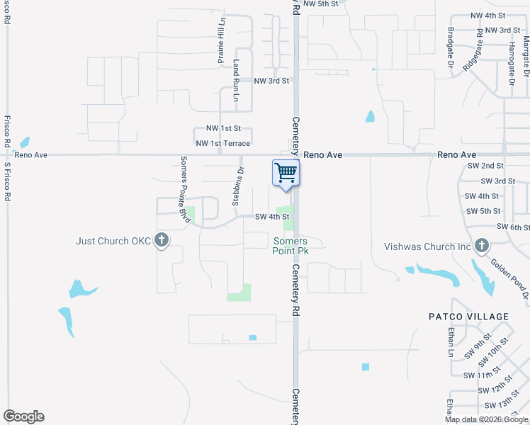 map of restaurants, bars, coffee shops, grocery stores, and more near 412 Durkee Road in Yukon
