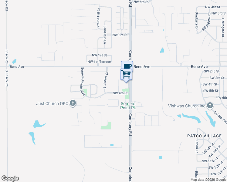 map of restaurants, bars, coffee shops, grocery stores, and more near 412 Durkee Road in Yukon