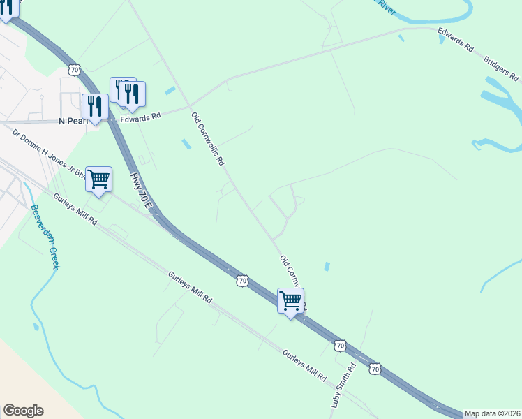 map of restaurants, bars, coffee shops, grocery stores, and more near 1981 Old Cornwallis Road in Princeton
