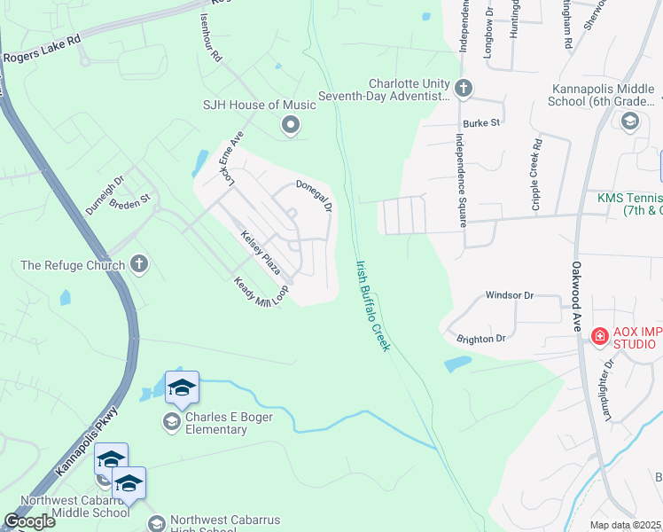 map of restaurants, bars, coffee shops, grocery stores, and more near 2854 Donegal Drive in Kannapolis
