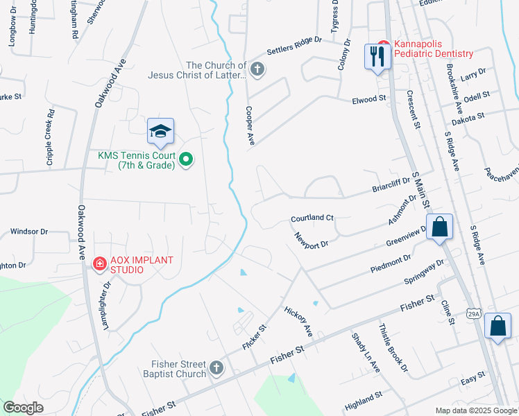map of restaurants, bars, coffee shops, grocery stores, and more near 333 Briarcliff Drive in Kannapolis