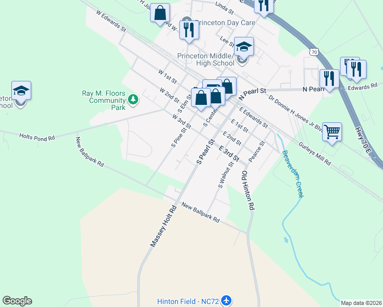 map of restaurants, bars, coffee shops, grocery stores, and more near 413 South Center Street in Princeton