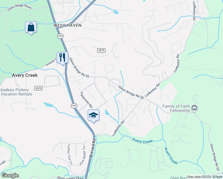 map of restaurants, bars, coffee shops, grocery stores, and more near 22 Jennlynn Drive in Arden