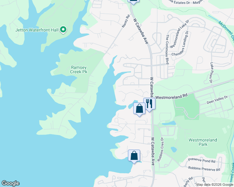 map of restaurants, bars, coffee shops, grocery stores, and more near 18709 Nautical Drive in Cornelius