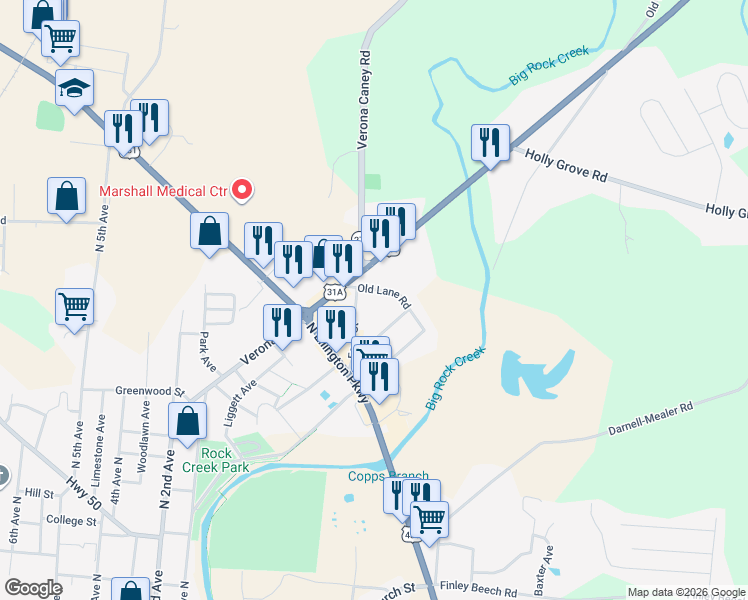 map of restaurants, bars, coffee shops, grocery stores, and more near 983 Easy Street in Lewisburg