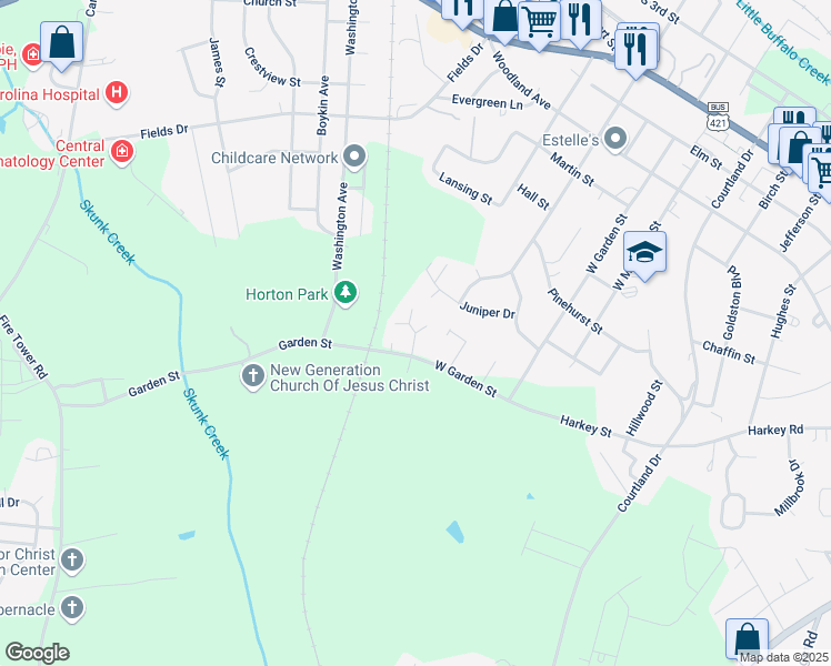 map of restaurants, bars, coffee shops, grocery stores, and more near 1008 Clark Circle in Sanford