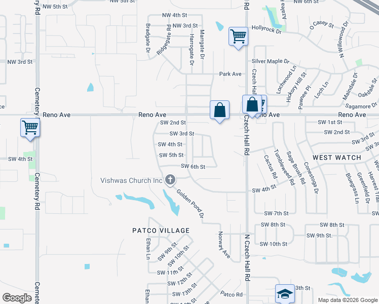 map of restaurants, bars, coffee shops, grocery stores, and more near 529 Cherokee Gate Drive in Yukon