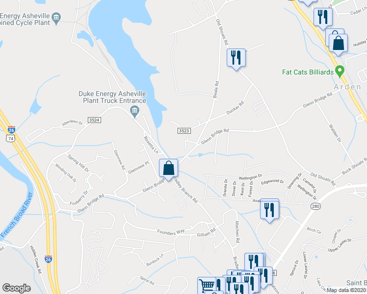 map of restaurants, bars, coffee shops, grocery stores, and more near 96 Beale Road in Arden